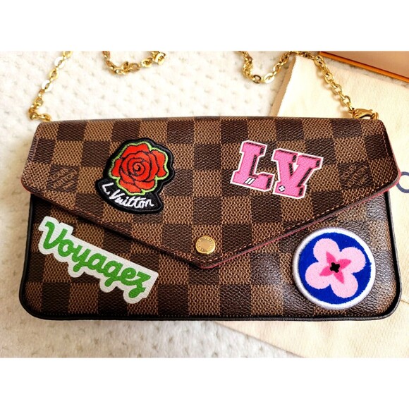 EUC LOUIS VUITTON Pochette Felicie PATCHES Shoulder Bag N60129 Damier, RECEIPT - Picture 2 of 16